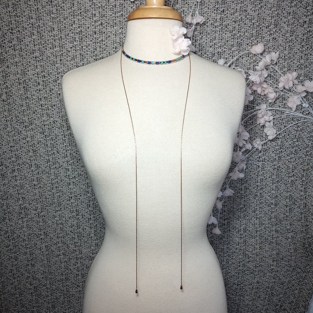 Euc Trina Turk Adjustable Long U Bar Necklace 65$